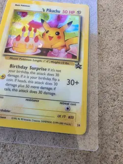 Pokemon Birthday Pikachu Holo Black Star Promo #24 Card 2000 LAMINATED Rare - Image 2