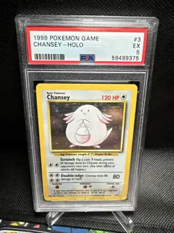 1999 POKEMON BASE SET UNLIMITED #3 CHANSEY-HOLO PSA 5 - Image 1