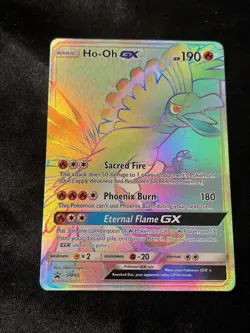 Pokemon Ho-Oh GX SM80 Shining Legends Premium Coll. Rainbow Black Star Promo LP - Image 1