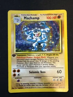 Pokemon TCG Machamp Holo Rare 1st Edition Base Set 8/102 - Image 1