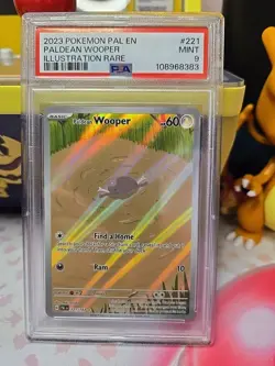 2023 PALDEAN WOOPER #221 POKEMON PALDEA EVOLVED ILLUSTRATION RARE EN PSA 9 - Image 1
