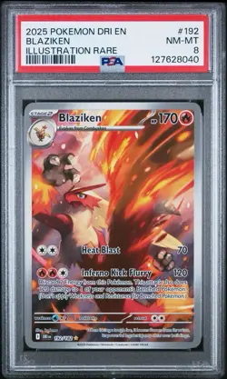 2025 Pokemon Blaziken Illustration Rare #192/182 PSA 8 NM-MT - DRI English EN - Image 1
