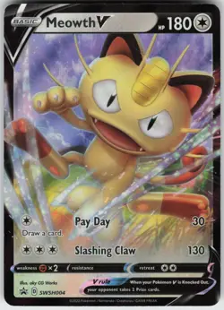 Foil Meowth V SWSH004 SWSH: Sword & Shield Promo Cards Promo NM - Image 1