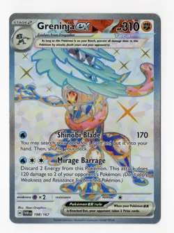 Pokemon TCG Card Greninja ex 198/167 Twilight Masquerade Ultra Rare - NM - Image 1
