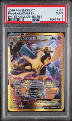 2016 Pokemon XY Fates Collide Secret Alakazam EX 125/124 PSA 9 - Image 1