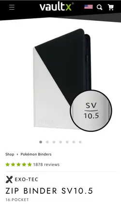 VaultX SV10.5 XXL 16 Pocket Binder Pokemon Black Bolt & White Flare New Sealed - Image 2