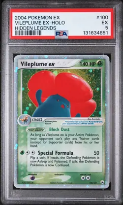 Pokemon TCG Vileplume EX 100/101 Holo Rare 2004 Hidden Legends PSA 5 - Image 1