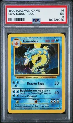 1999 POKEMON BASE SET UNLIMITED #6 GYARADOS-HOLO PSA 5 - Image 1