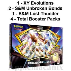 Pokemon TCG Kangaskhan-GX Box 4 Booster Packs XY Evolutions S&M Lost Thunder UB - Image 1