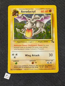 Aerodactyl 1/62 - Fossil Unlimited Holo Rare WOTC Pokemon TCG MP - Image 1