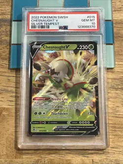 GRADED PSA 10 2022 Pokemon SWSH Chesnaught V Silver Tempest #015 - Image 1