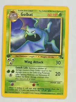 Pokemon Fossil Golbat 34/62 - 1st Edition Non-Holo - WOTC 1999 - NEVER PLAYED - Image 1