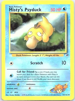 Misty's Psyduck 54/132 Non Holo Gym Heroes - Pokemon Card - LP - Image 1