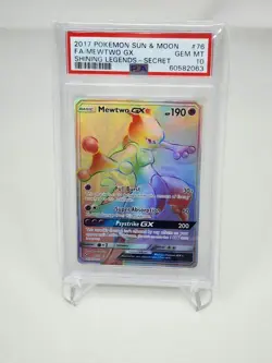 PSA 10 Mewtwo GX Shining Legends 2017 Rainbow Secret Rare Full Art 76/73 Pokemon - Image 1