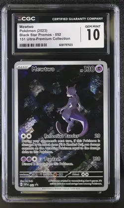 CGC 10 Pokemon Mewtwo 052 2023 Black Star Promos Scarlet & Violet 151 UPC - Image 1