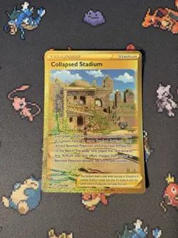 Pokemon Cards Collapsed Stadium 215/196 Gold Secret Rare Lost Origin - (NM) - Image 1