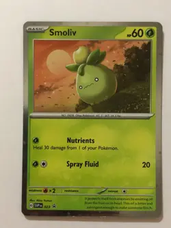 Pokemon Card SVP 023 Promo Holographic w Swirl Smoliv NM - Image 1