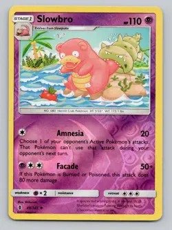 Reverse Holo Slowbro #49/145 Uncommon SM - Guardians Rising Pokemon - Image 1
