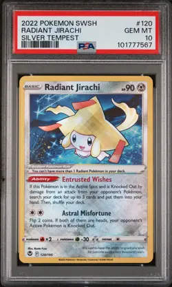 PSA 10 - 2022 POKEMON SWORD & SHIELD SILVER TEMPEST 120 RADIANT JIRACHI - Image 1