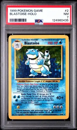 Pokemon TCG: Blastoise 002/102 Base Set Holo PSA 7 Near Mint - Image 1