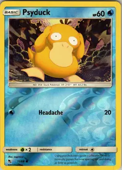 Psyduck 11/68 Common - Pokemon TCG Hidden Fates - Reverse Holo (NM) - Image 1