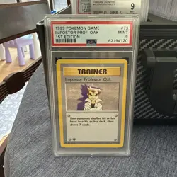 1999 Pokemon Game 1st Edition Shadowless Impostor Prof Oak #73 PSA 9 - Image 1