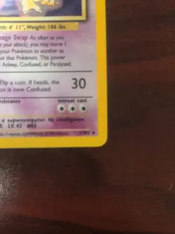 1999 Pokemon Base Set Alakazam Holo Rare Card 1/102 - Image 3