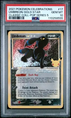 PSA 10 GEM MINT Umbreon Celebrations Classic Collection Pokemon Card 17/17 - Image 1