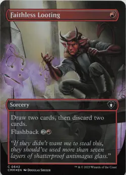 Faithless Looting (Borderless) - FOIL - C Commander Masters 642 - MTG - Image 1