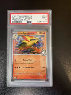 2025 Pokemon Destined Rivals Ethan’s Typhlosion Prerelease Staff Promo PSA 9 - Image 1