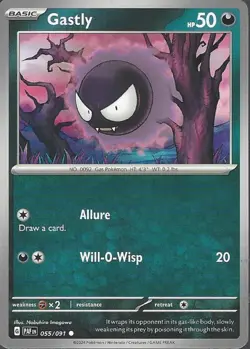 Gastly 055/091 Common Regular Pokemon Scarlet & Violet Paldean Fates - Image 1