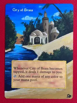 MTG 1X City of Brass X1 Altered painted Art by DB Core Set 5th Edition Magic - - Image 1