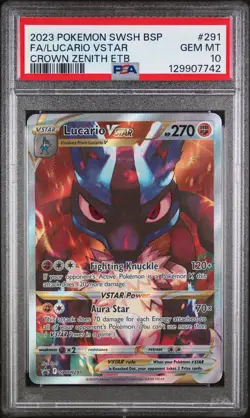 2023 Pokemon Swsh Black Star Promo #291 Fa/Lucario Vstar Crown Zenith Etb PSA 10 - Image 1