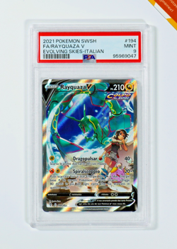 Pokemon PSA 9 Rayquaza V #194 Full Art Evoluzioni Eteree 2021 Italiano - Image 1