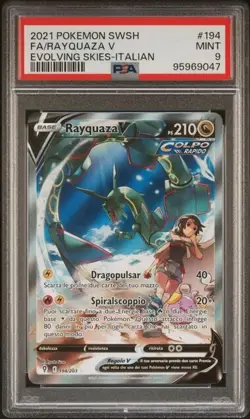 Pokemon PSA 9 Rayquaza V #194 Full Art Evoluzioni Eteree 2021 Italiano - Image 2