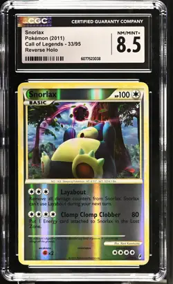 CGC 8.5 Snorlax 33/95 Reverse Holo Call of Legends Pokemon Card - Image 1