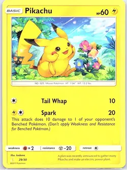 Pikachu 29/30 Non Holo SM Trainer Tool Kit - Pokemon Card - NM - Image 1