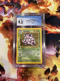 German 1st Edition Base Set Nidoking 11/102 Holo Rare Pokemon Card CGC 9.5 - Image 1