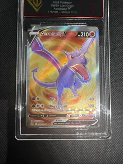 Pokemon TCG Aerodactyl v Lost Origin 179/196 Full Art ERROR- 10s except Mis cut - Image 1