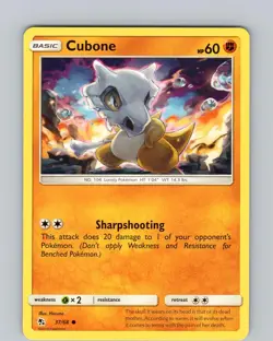 Pokemon TCG Cubone S&M Hidden Fates 37/68 Regular Common Card NM - Image 1