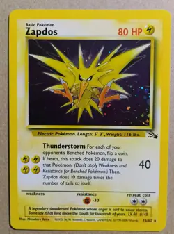 Zapdos Pokemon Card 1999 Base Set 15/62 Holo Rare - Image 2