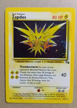 Zapdos Pokemon Card 1999 Base Set 15/62 Holo Rare - Image 3