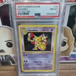 PSA 8 NM-MT KADABRA #32/102 1ST EDITION SHADOWLESS 1999 POKEMON BASE SET ENGLISH - Image 1