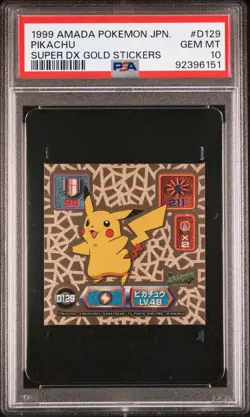 Pokemon Pikachu 1999 Super Dx Amada Gold Sticker PSA 10 GEM MINT - Image 1