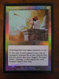 MTG: Angel's Trumpet Urza's Legacy Foil, great condition, slight bend on top. - Image 1