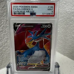 2020 POKEMON SWORD & SHIELD DARKNESS ABLAZE #185 FULL ART/SALAMENCE V - PSA 9 - Image 1