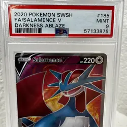 2020 POKEMON SWORD & SHIELD DARKNESS ABLAZE #185 FULL ART/SALAMENCE V - PSA 9 - Image 2