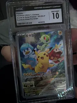 Pokemon Pikachu Promo Card SV-P Scarlet & Violet Chinese Edition CGC 10 - Image 1