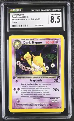 CGC 8.5 Dark Hypno Team Rocket 1st Edition 9/82 Holo Pokemon Card - Image 1