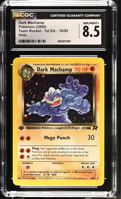 CGC 8.5 Dark Machamp Team Rocket 1st Edition 10/82 Holo Pokemon Card - Image 1